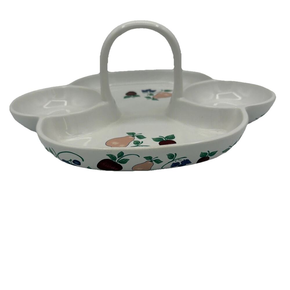 Princess House Orchard Medley Fruit Lg 14” x 12” Handle Serving Platter Cottage